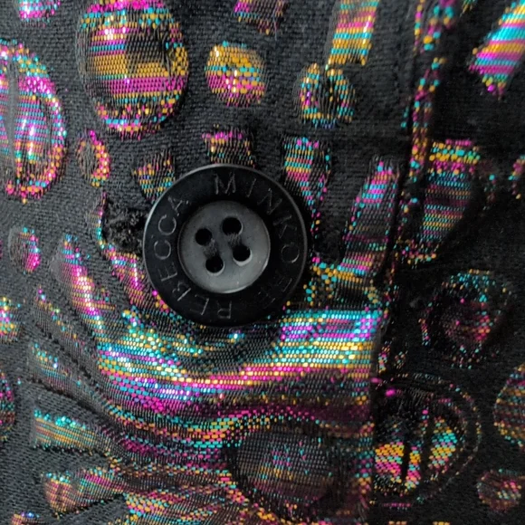 Rebecca Minkoff Blazer Jacket Womens 0 Black Base/Iridescent Maximalist Textured - Picture 6 of 15